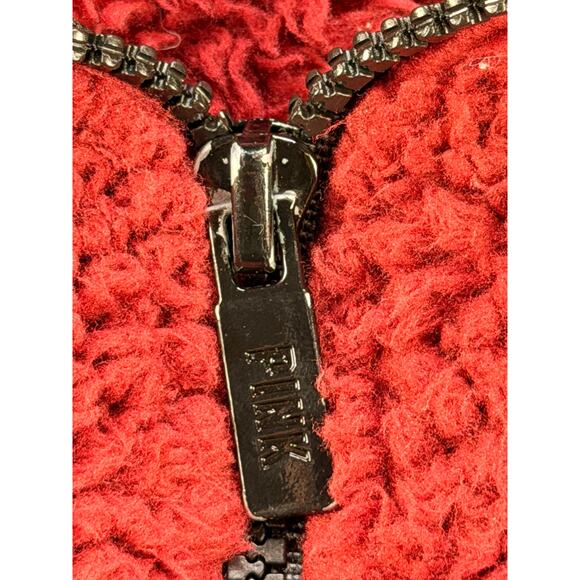 Pink Victoria Secret Fleece Zip Up Jacket, Red w/ Blk Trim, Women's Med - Picture 3 of 8